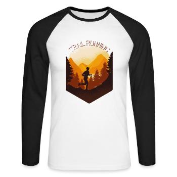 Trail Running & Mountain Running, Ultra Trail Runner - Unisex Long Sleeve Baseball T-Shirt - white/black - Front - Nik (191cm)