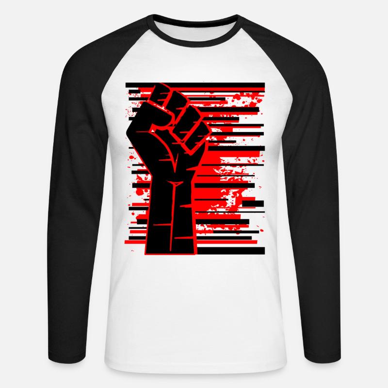 Faust rot schwarz - Unisex Baseballshirt langarm - Weiß/Schwarz