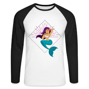 Conception de sirène - T-shirt baseball manches longues Homme - blanc/noir - Devant - Nik (191cm)