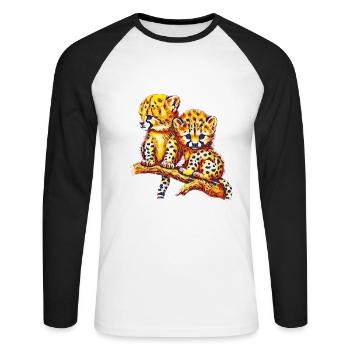 Guépards - T-shirt baseball manches longues Homme - blanc/noir - Devant - Nik (191cm)
