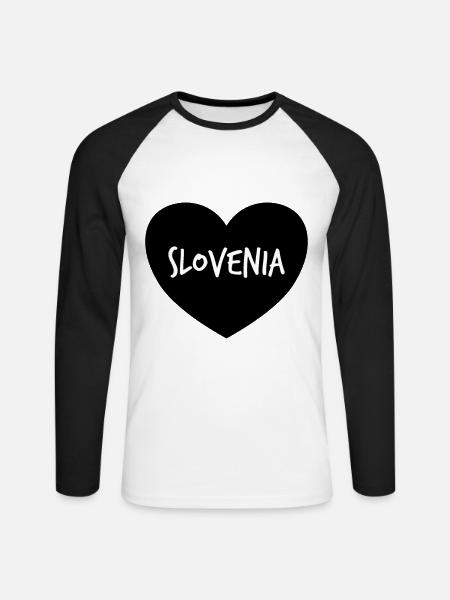 Slowenien! - Unisex Baseballshirt langarm - Weiß/Schwarz