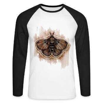 Papillon de nuit - T-shirt baseball manches longues Homme - blanc/noir - Devant - Nik (191cm)