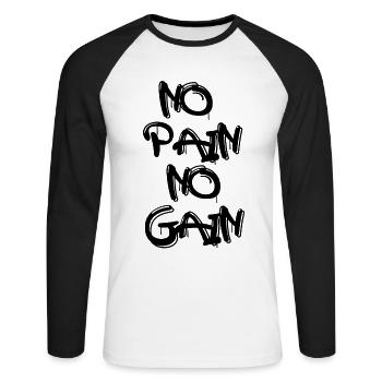 No pain no gain - Unisex Long Sleeve Baseball T-Shirt - white/black - Front - Nik (191cm)