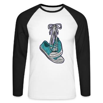 CHUCKS shoes knotted sneaker sneakers love - Unisex Long Sleeve Baseball T-Shirt - white/black - Front - Nik (191cm)