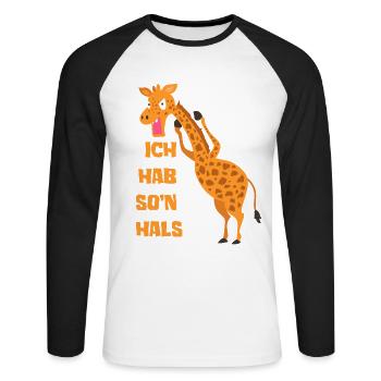 Ich hab so´n Hals Choleriker Giraffe Geschenk - Unisex Baseballshirt langarm - Weiß/Schwarz - Vorne - Nik (191cm)