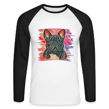 French bulldog - Unisex Long Sleeve Baseball T-Shirt - white/black - Front - Nik (191cm)