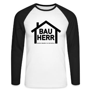 Bauherr Hausbau Heimwerker Baustelle - Unisex Baseballshirt langarm - Weiß/Schwarz - Vorne - Nik (191cm)
