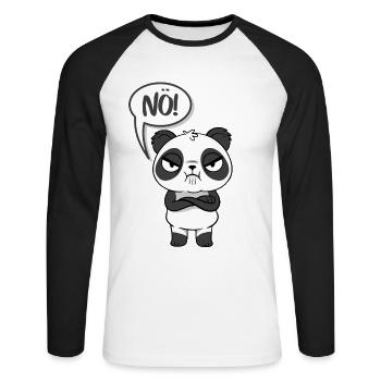 Lustiger Panda im Comic Style - Einfach mal NÖ - Unisex Baseballshirt langarm - Weiß/Schwarz - Vorne - Nik (191cm)