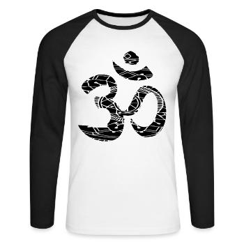 Mantra Ganesha, mantra OM, symbole AUM, yoga - T-shirt baseball manches longues Homme - blanc/noir - Devant - Nik (191cm)