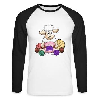 Crochet, crochet sheep, crochet sheep, yarn - Unisex Long Sleeve Baseball T-Shirt - white/black - Front - Nik (191cm)