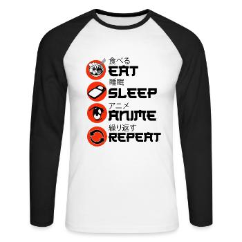 Anime Anime Manga Anime Merchandise - Unisex Long Sleeve Baseball T-Shirt - white/black - Front - Nik (191cm)