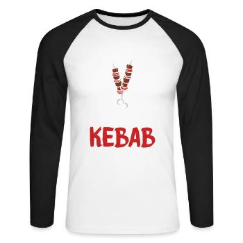 I love Kebab Geschenk für Döner Freunde & Food Fan - Unisex Baseballshirt langarm - Weiß/Schwarz - Vorne - Nik (191cm)
