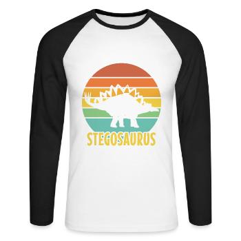 grand cadeau de dinosaure stegosaurus pour les dinosaures - T-shirt baseball manches longues Homme - blanc/noir - Devant - Nik (191cm)
