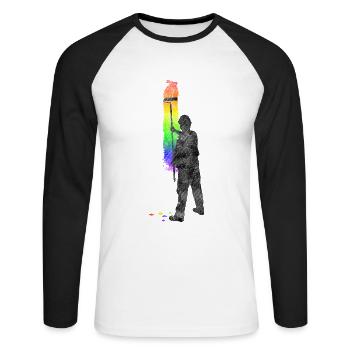 Colorful painter LGBT profession gift - Unisex Long Sleeve Baseball T-Shirt - white/black - Front - Nik (191cm)