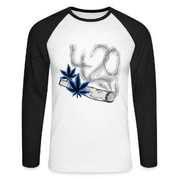 420 cannabis smoke - Unisex Long Sleeve Baseball T-Shirt - white/black - Front - Nik (191cm)