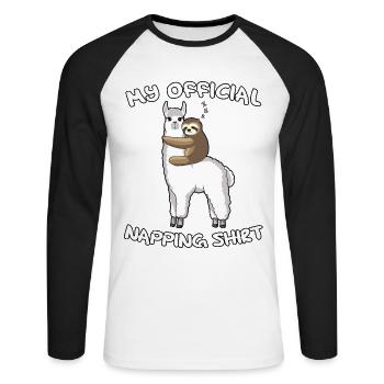 Chemise de sommeil officiel Pyjama Lama - T-shirt baseball manches longues Homme - blanc/noir - Devant - Nik (191cm)
