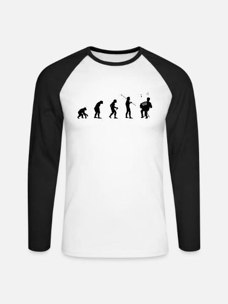 Ziehharmonika Evolution - Akkordeon Geschenkidee - Unisex Baseballshirt langarm - Weiß/Schwarz
