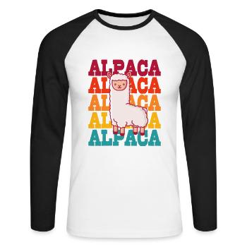 Alpaca Guanaco Llama Vicuna Breeder Alpaca - Unisex Long Sleeve Baseball T-Shirt - white/black - Front - Nik (191cm)