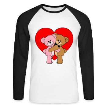 Hearts Bear Gift for Bears in Love Heart - Unisex Long Sleeve Baseball T-Shirt - white/black - Front - Nik (191cm)