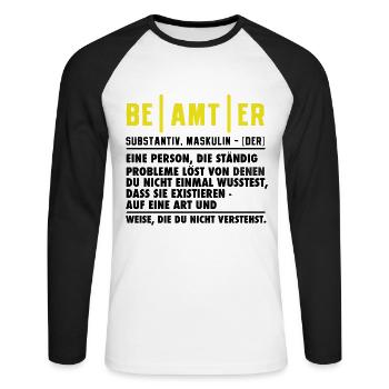 Beamter Definition Lustig - Unisex Baseballshirt langarm - Weiß/Schwarz - Vorne - Nik (191cm)