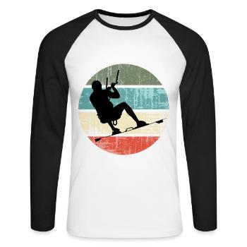 KITE Kite Kiteboard Kitesurf Retro - T-shirt baseball manches longues Homme - blanc/noir - Devant - Nik (191cm)