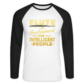 Joueur de flûte instrument de musique flûte - T-shirt baseball manches longues Homme - blanc/noir - Devant - Nik (191cm)