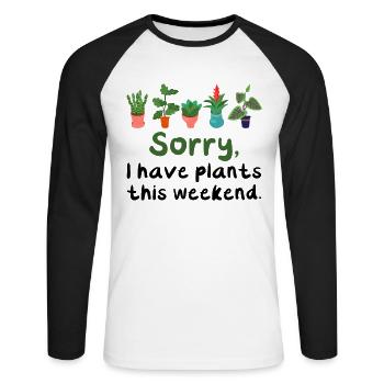 Désolé j'ai des plantes ce week-end T-shirt - T-shirt baseball manches longues Homme - blanc/noir - Devant - Nik (191cm)