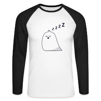 Fantôme drôle d'Halloween - T-shirt baseball manches longues Homme - blanc/noir - Devant - Nik (191cm)