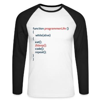 Computerprogrammierer Codierer Software Engineers Geschenk - Unisex Baseballshirt langarm - Weiß/Schwarz - Vorne - Nik (191cm)