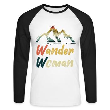 WANDER WOMAN - T-shirt baseball manches longues Homme - blanc/noir - Devant - Nik (191cm)