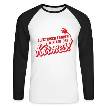 Elektrisch Fährt Man Auf Der Kirmes - Unisex Baseballshirt langarm - Weiß/Schwarz - Vorne - Nik (191cm)