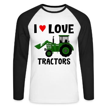 Tracteurs garçon agriculteur cadeau anniversaire - T-shirt baseball manches longues Homme - blanc/noir - Devant - Nik (191cm)