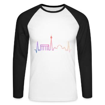Berliner Skyline - Unisex Baseballshirt langarm - Weiß/Schwarz - Vorne - Nik (191cm)