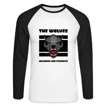 Angry wolf Wolves Animals Quotes Wolf Sayings - Unisex Long Sleeve Baseball T-Shirt - white/black - Front - Nik (191cm)