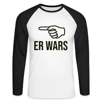 Er wars - Unisex Baseballshirt langarm - Weiß/Schwarz - Vorne - Nik (191cm)
