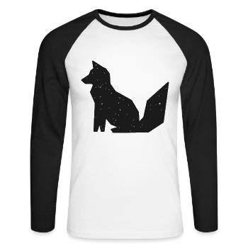 Moderne géométrique renard sauvage - T-shirt baseball manches longues Homme - blanc/noir - Devant - Nik (191cm)