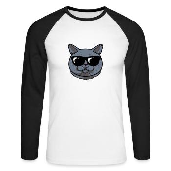 Cool comme maman, maman drôle de chat British Shorthair - T-shirt baseball manches longues Homme - blanc/noir - Devant - Nik (191cm)