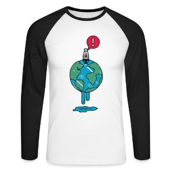 Réchauffement de la planète cadeau de l'environnement de la terre de l'ours polaire - T-shirt baseball manches longues Homme - blanc/noir - Devant - Nik (191cm)