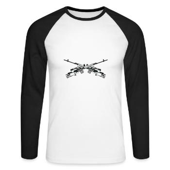 Schießstand Sportschütze Sportschützin Schießsport - Unisex Baseballshirt langarm - Weiß/Schwarz - Vorne - Nik (191cm)