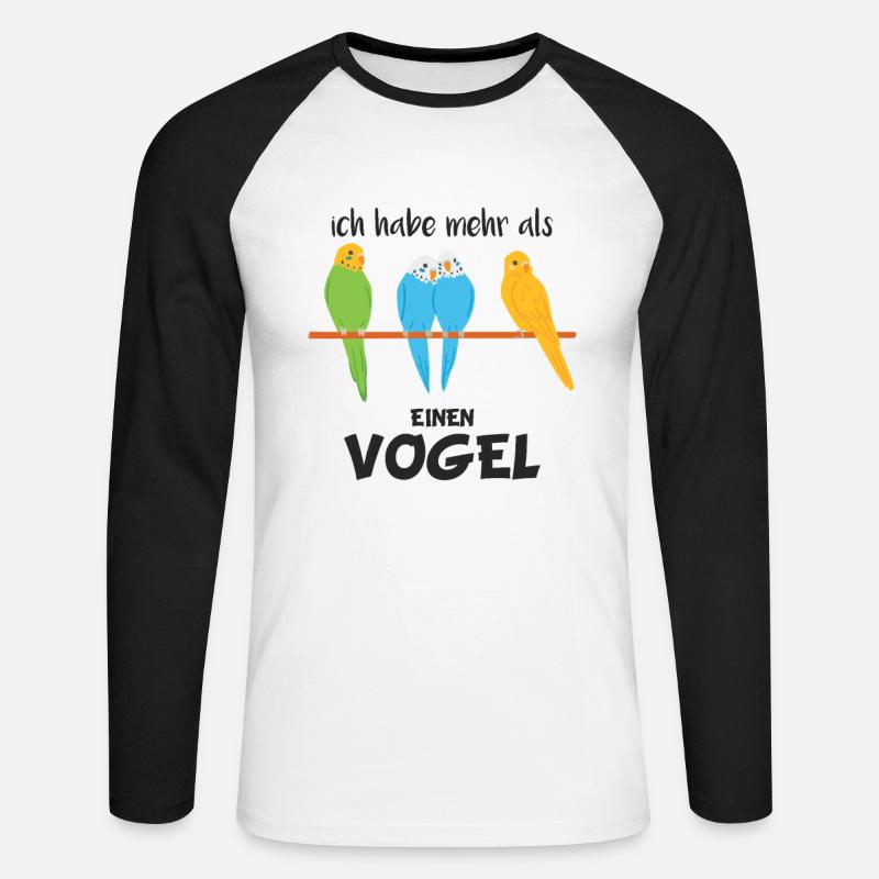 witziges Vogel Wellensittich Geschenk - Unisex Baseballshirt langarm - Weiß/Schwarz