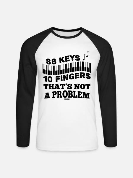 Clavier de piano Touches de cadeau de piano - T-shirt baseball manches longues Homme - blanc/noir