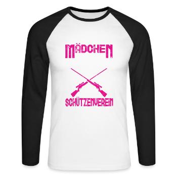 Schießstand Sportschütze Sportschützin Schießsport - Unisex Baseballshirt langarm - Weiß/Schwarz - Vorne - Nik (191cm)
