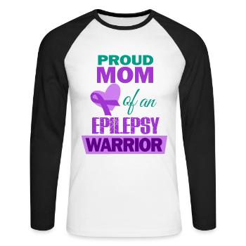 Epilepsie, Epilepsie Bewusstsein, violett - Unisex Baseballshirt langarm - Weiß/Schwarz - Vorne - Nik (191cm)