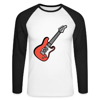 Guitare guitare - T-shirt baseball manches longues Homme - blanc/noir - Devant - Nik (191cm)