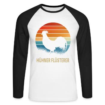 Hühnerflüsterer Huhn Landwirt Hühner Geschenkidee - Unisex Baseballshirt langarm - Weiß/Schwarz - Vorne - Nik (191cm)