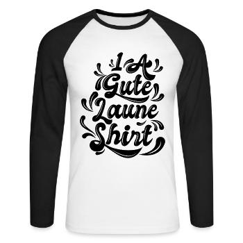 Bonne Humeur Devise De La Vie Déclaration - T-shirt baseball manches longues Homme - blanc/noir - Devant - Nik (191cm)