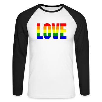 LBGT Liebe Pride - T-shirt baseball manches longues Homme - blanc/noir - Devant - Nik (191cm)