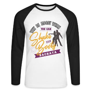 Bachata, musique de bachata, tango - T-shirt baseball manches longues Homme - blanc/noir - Devant - Nik (191cm)