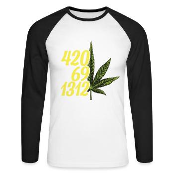 420 Cannabis Culture Kiffer Weed - T-shirt baseball manches longues Homme - blanc/noir - Devant - Nik (191cm)