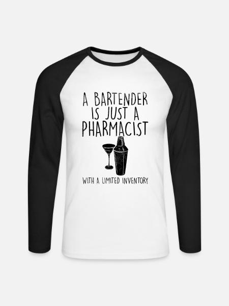 Bartender - Unisex Long Sleeve Baseball T-Shirt - white/black
